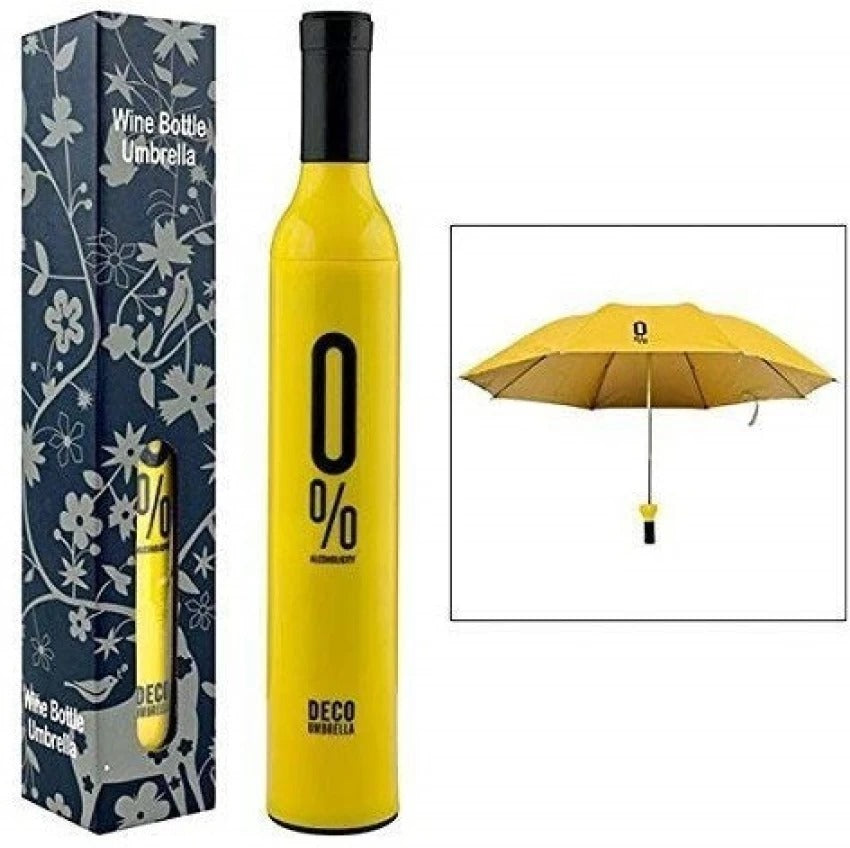 Worldcorp Wine Bottle Shape Portable Folding Umbrella (Yellow)