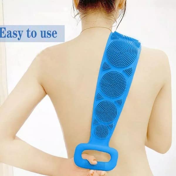 Silicone Body Back Scrubber Bath Brush Washer For Dead Skin Removal Men Women Double Side Brush Belt For Shower Exfoliating Belt