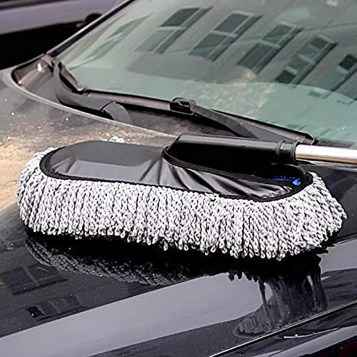 Microfiber Car Cleaner Washable Duster/Brush with Grip Expandable Handle, Grey Color