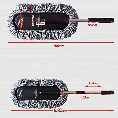 Microfiber Car Cleaner Washable Duster/Brush with Grip Expandable Handle, Grey Color