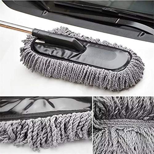 Microfiber Car Cleaner Washable Duster/Brush with Grip Expandable Handle, Grey Color