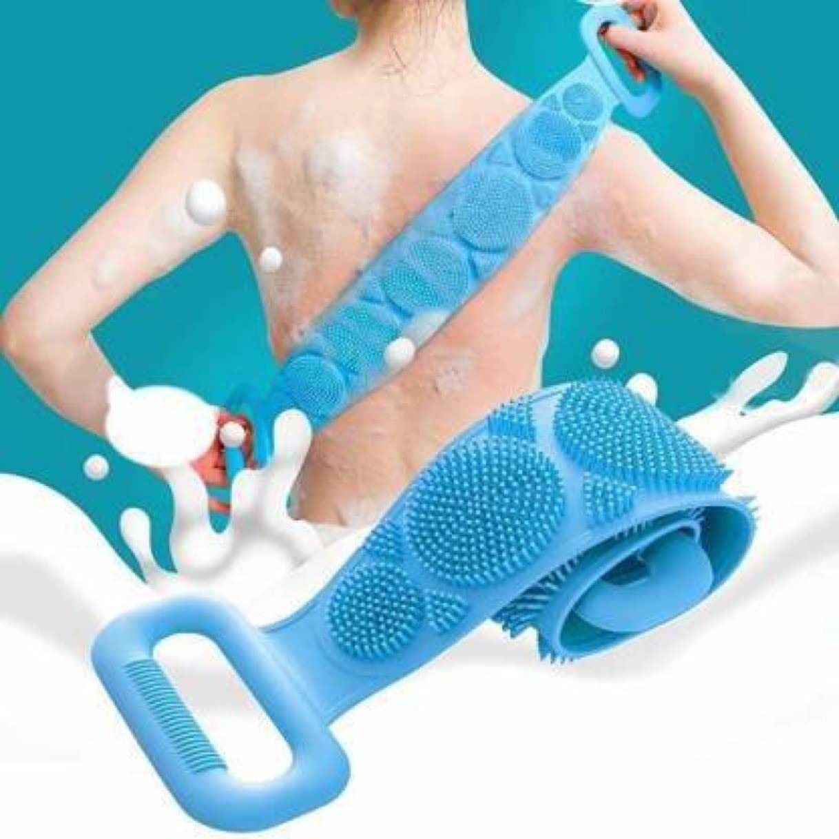 Silicone Body Back Scrubber Bath Brush Washer For Dead Skin Removal Men Women Double Side Brush Belt For Shower Exfoliating Belt