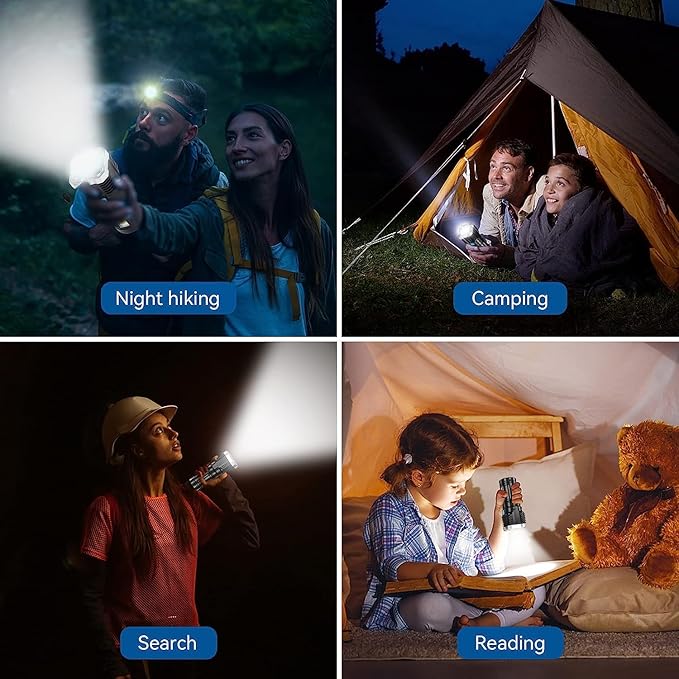Rechargeable Flashlight,Super Bright LED Flashlight Waterproof Handheld Flashlight with 4 Modes for Camping Emergency Hiking (Black)