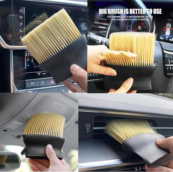Sounce Car Interior AC Vents Cleaning Brush Combo 2 Pcs Pack Detailing Soft Brush, Dusting Tool for Automotive Accessory Car Cleaning Brush, Anti Scratch for AC Vent, Dashboard, Leather Seat (Combo)