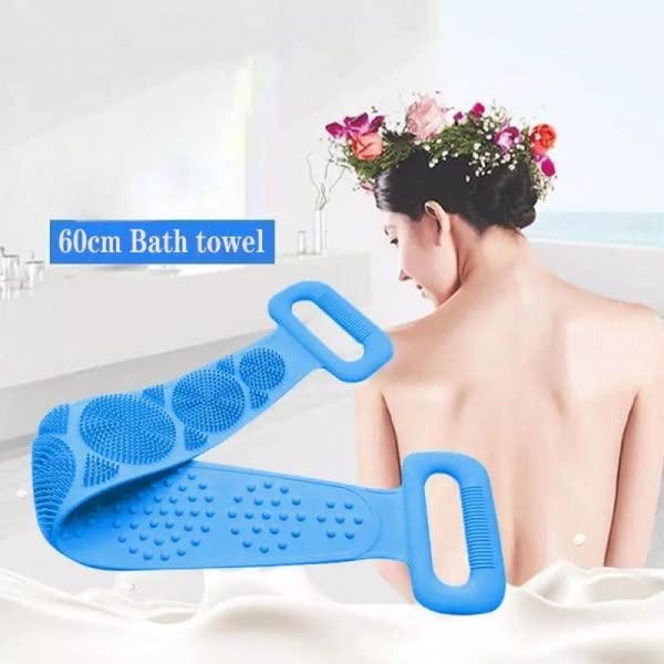 Silicone Body Back Scrubber Bath Brush Washer For Dead Skin Removal Men Women Double Side Brush Belt For Shower Exfoliating Belt